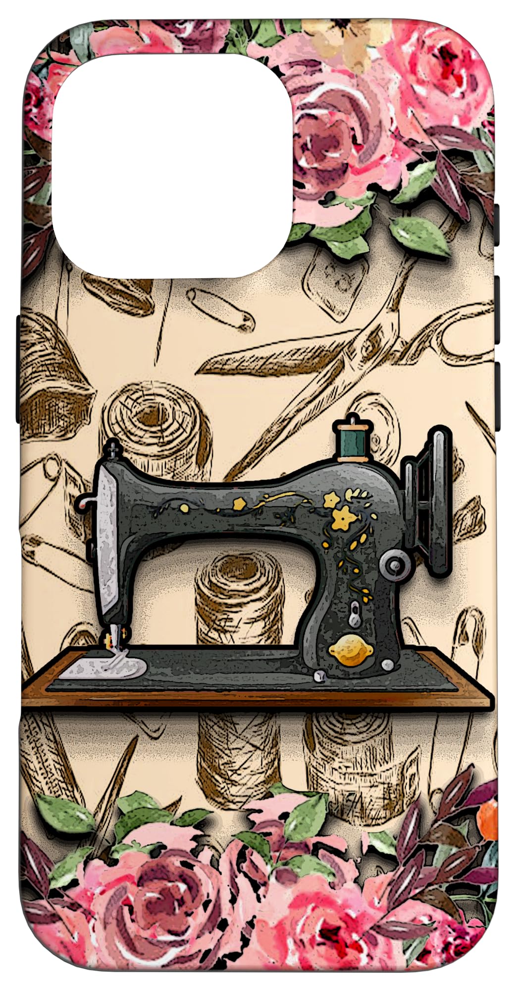 Sewing mom sewing machine Quilting Sewer floral pattern Case for iPhone 16 Pro