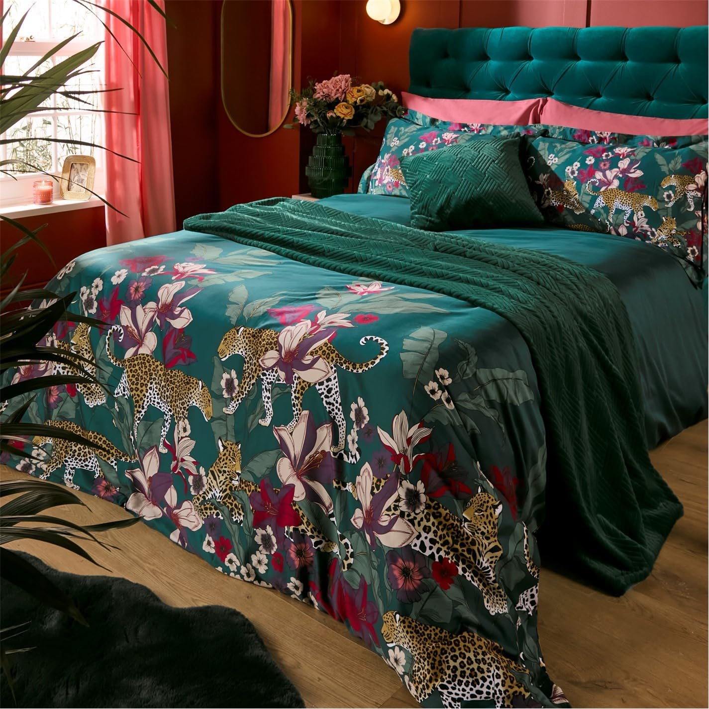 Biba Jungle leopard Reversible Duvet and Pillowcase Leopard Print King
