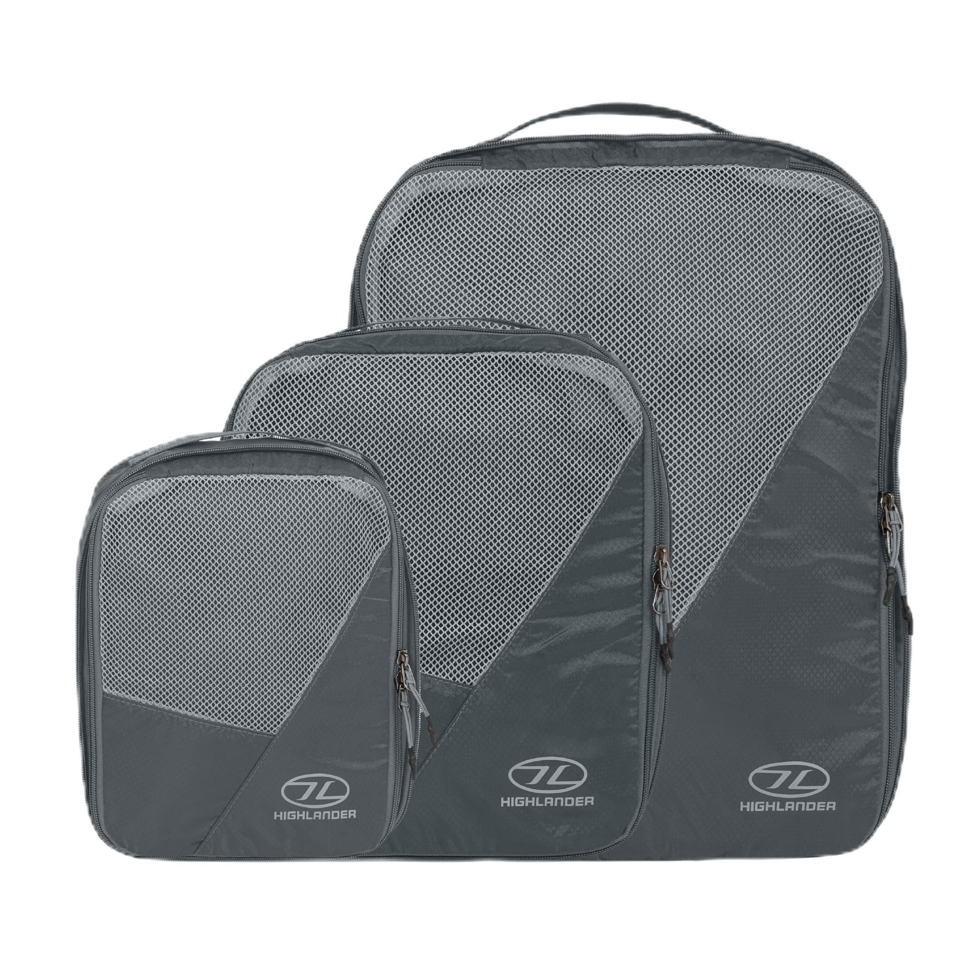 HighlanderHighlander Compakta Compression Packing Cubes Organiser (Set of 3) - Lightweight Luggage Suitcase Travel Pouches Bag Safe Storage – Great for Clothes, Accessories, Cosmetics and Toiletries