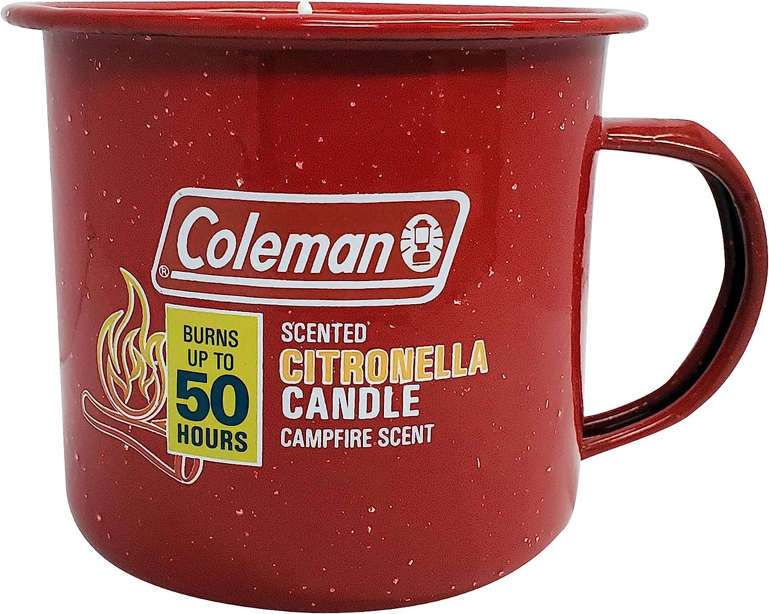Coleman Scented Outdoor Citronella Candle in Tin Mug, Campfire Scented Rustic Outdoor Camping Candle, Up to 50h Burn Time