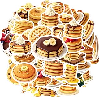 100Pcs Pancake Stickers Waterproof Cute Food Stickers for Scrapbooking Water Bottle Laptop Phone Cases Planner Skateboard Luggage Food Pancake Party Favor Decor Ideal for Adults Teens Teacher Rewards