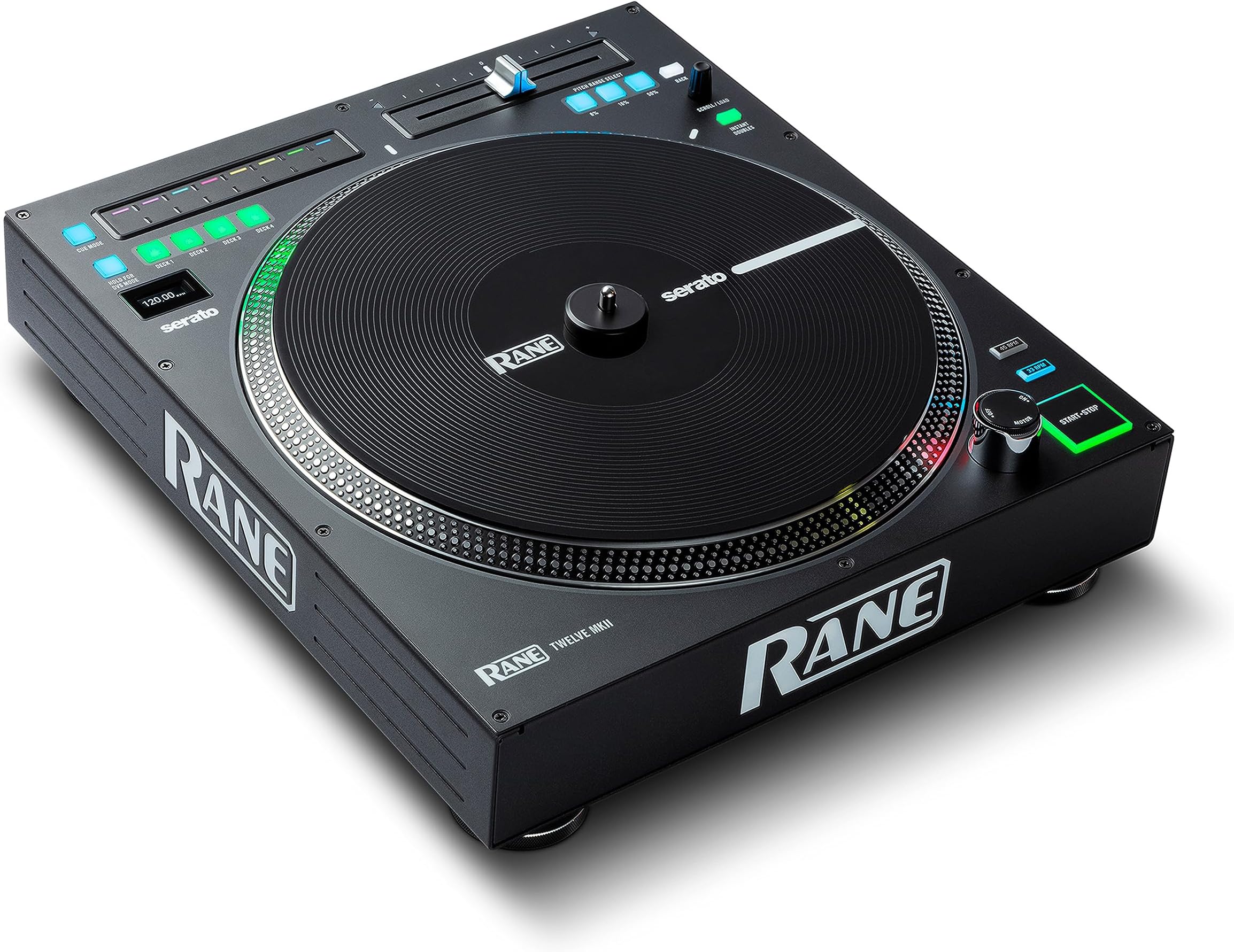 RANE TWELVE Motor-Driven 12" Binal Turntable MIDI Controller, Supports DVS/USB MIDI Control on Serato DJ Pro, Traktor and Virtual DJ, Equipped with OLED Display