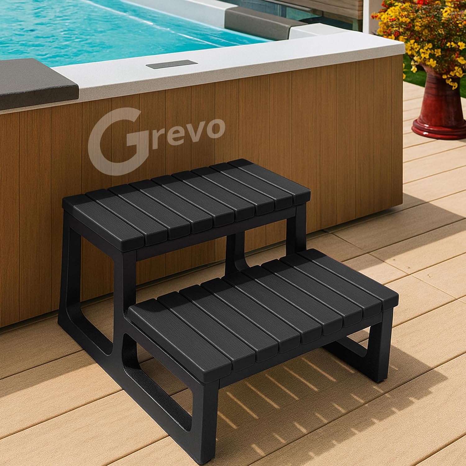 Amazon.com: GREVO Hot Tub Steps/Spa Steps for Round or Straight Sided ...