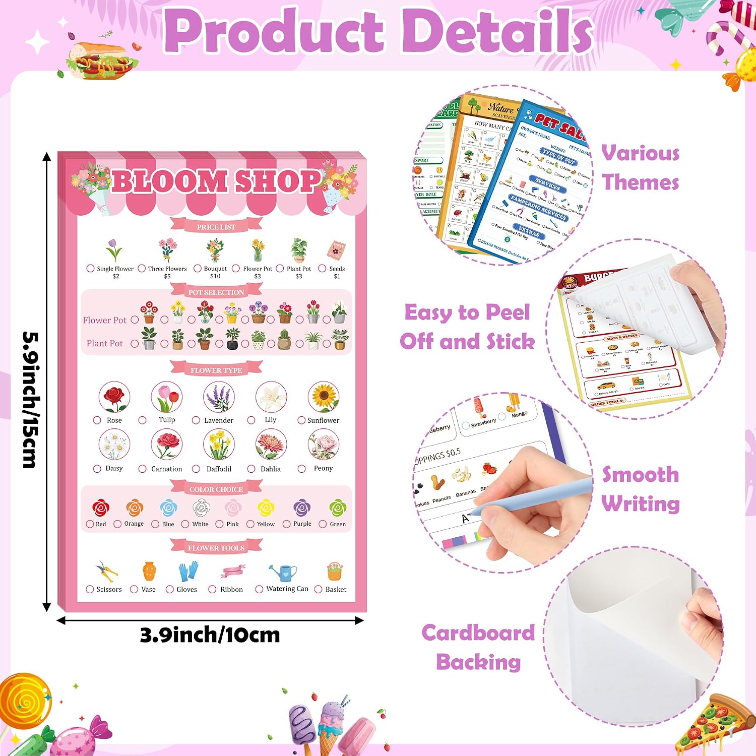 TICIAGA Kids Pretend Play Notepads - 28 Themes Role-Play Game Gift Set image 3