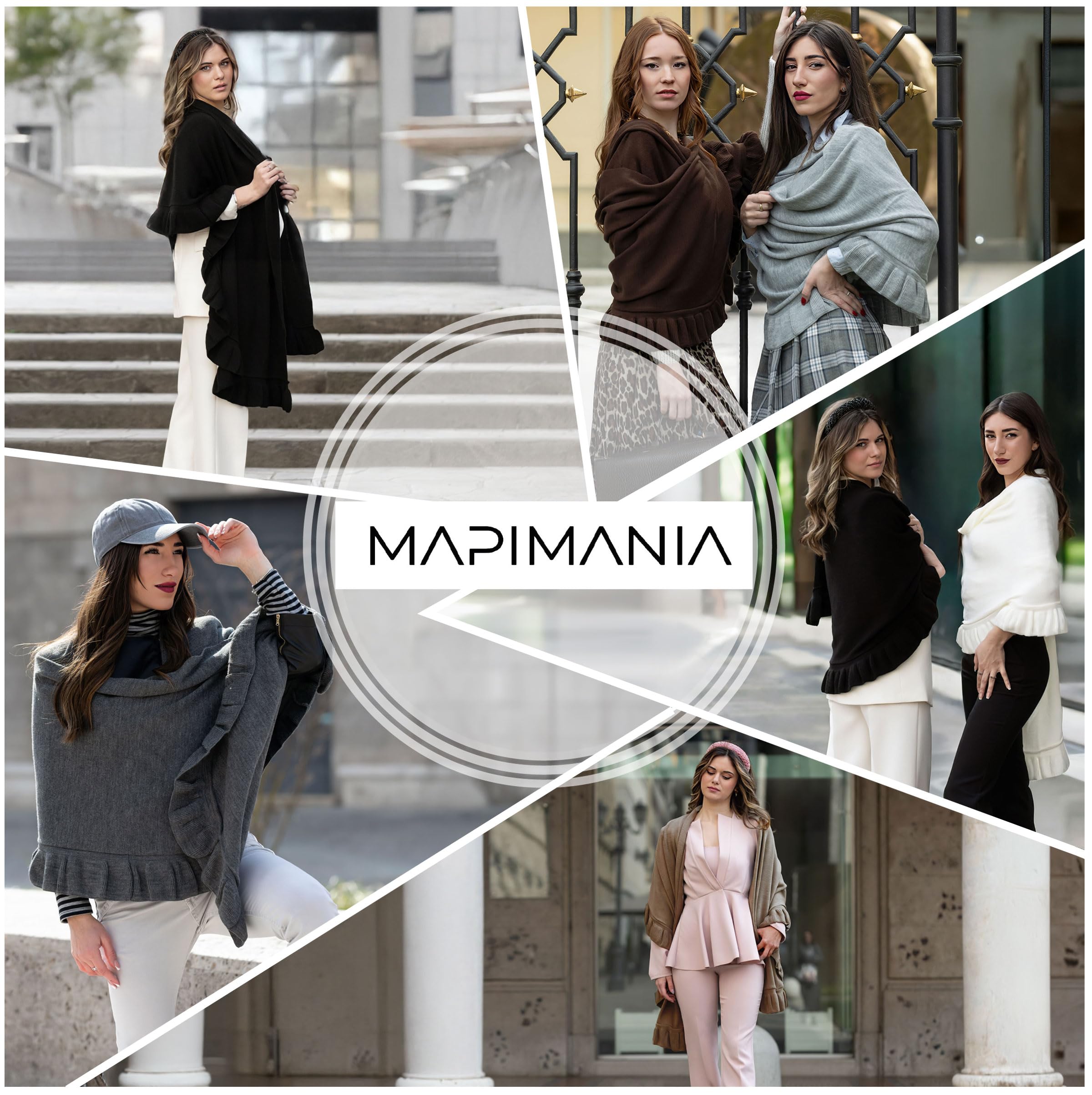 Stola Elegante Donna in Lana, Sciarpa invernale colorato, Scialle Made in Italy, Coprispalle per inverno, Mantella calda