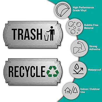 Pack Of 4 Bin And Recycle Decals Waterproof Bin Decoration 2 Of