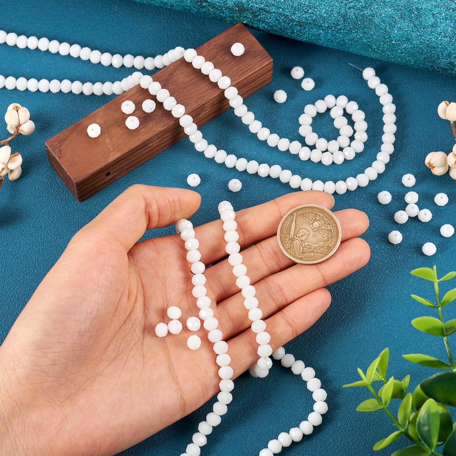 10 Strands Briolette Faceted Glass Beads 6x5mm White Rondelle Tiny Crystal Beads 870pcs for Bracelets Necklace Jewelry Making - Image 4