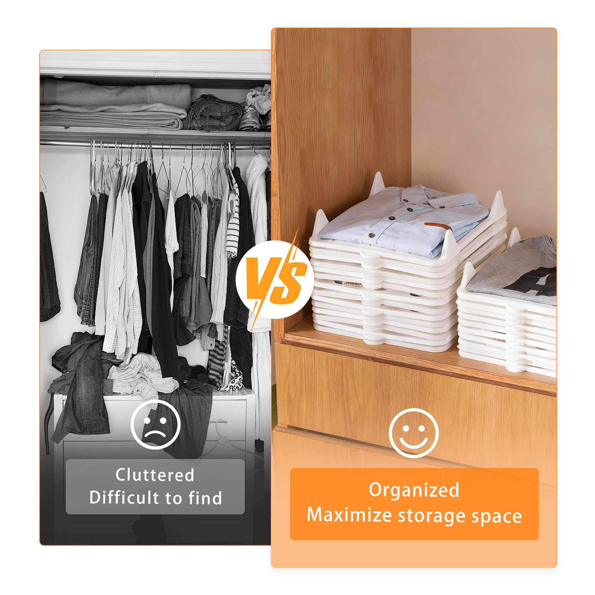 Hemden-Faltbrett, 10 Stück, Kleidung, Klappbretter, stapelbare Hemdenordner, Schrank-Organizer für Hosen, Shorts, Aufbewahrung (33 x 25,4 x 5,1 cm (L x B x H)