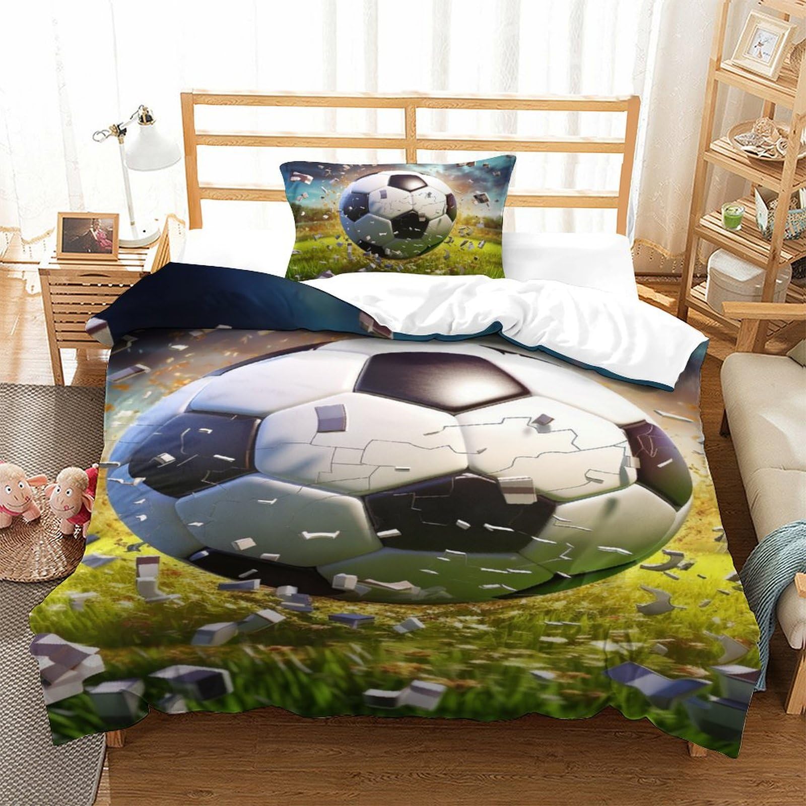 Parure de lit foot 3D pour chambre d'enfant passionné de ballon rond