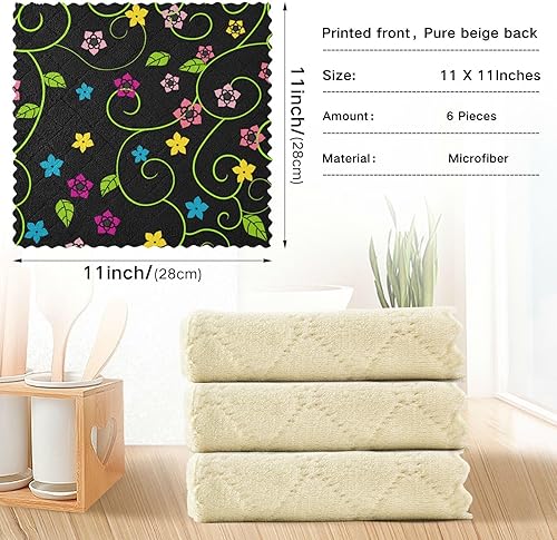Miniatura 3 de FRODOTGV Small Wildflowers Quality Print Kitchen Microfiber Towels Absorbent 6 Pack Kitchen Accessories for Cooking for Bathroom Sink