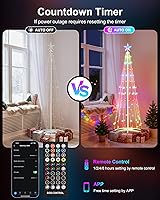 Vista 4 de Paquete de 2 Luces Inteligentes de Árbol de Navidad en Forma de Cono - Árbol Artificial de 5 Pies con 130 LED y 6 Pies con 154 LED con Estrella