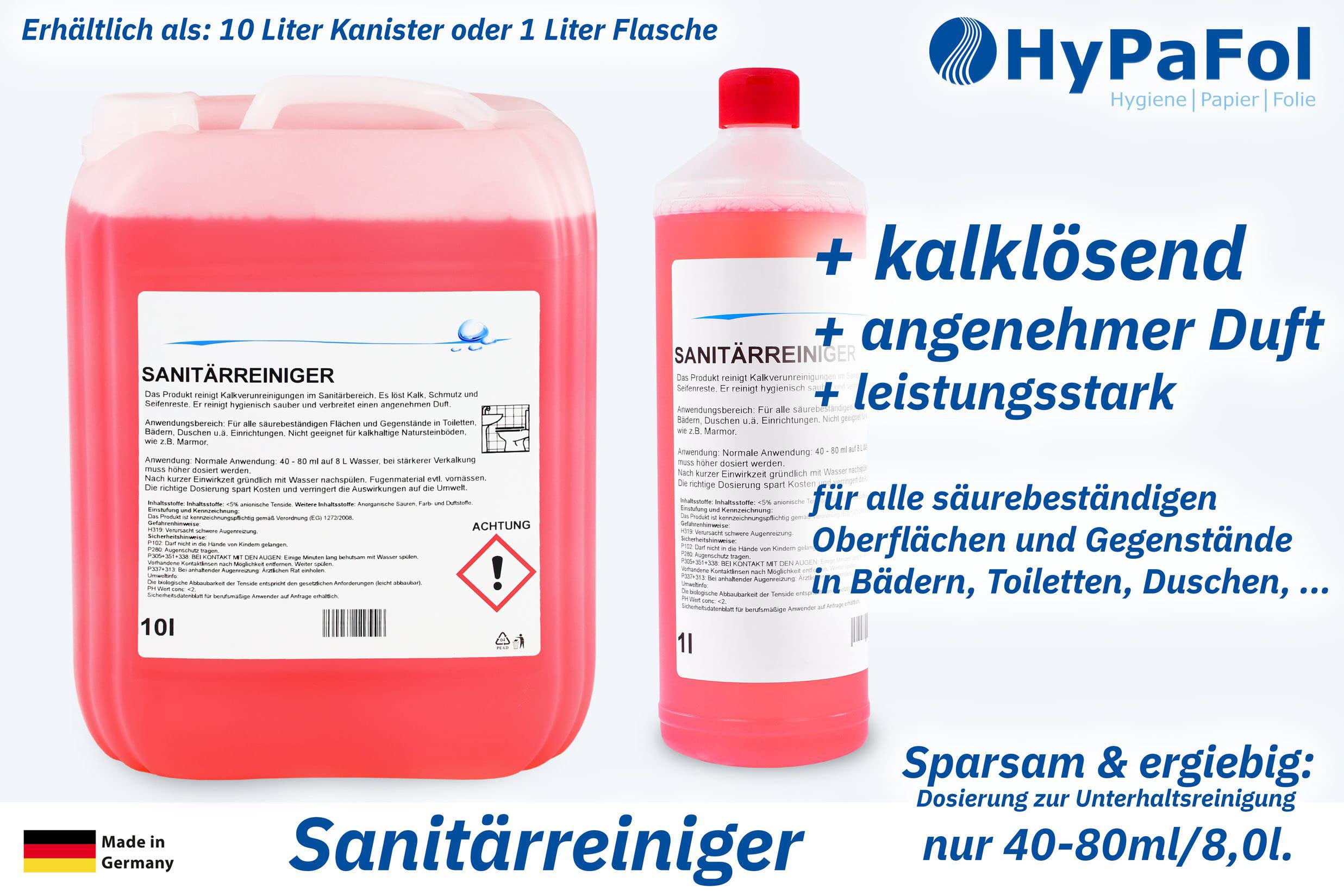 12 x 1 Liter Sanitärreiniger | löst aktiv Kalk- & Verschmutzungen | frischer Duft | besonders materialschonend |Profi Qualität - MADE IN GERMANY