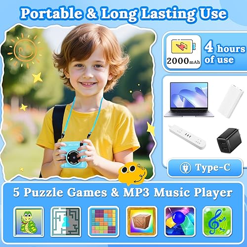 Miniatura 7 de Cámara de impresión instantánea para niños, cámaras para niños de 3 a 12 años, juguete digital para niñas y niños, regalo de Navidad y cumpleaños,