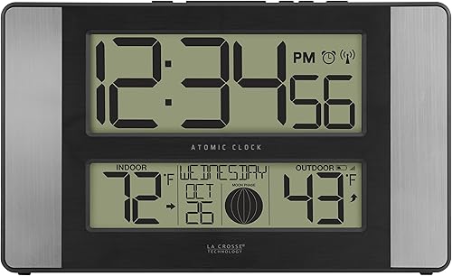 Miniatura 9 de La Crosse Technology Reloj digital de pared/mesa atómico, 11.1 x 6.5 pulgadas (513-1417BS)