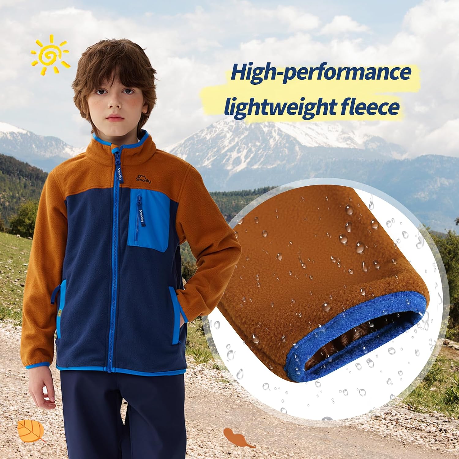 SMONTY Kids Fleece Jacket, Lightweight Zip Up Outdoor Jacket for Boys and Girls, Soft Warm Layering Coat