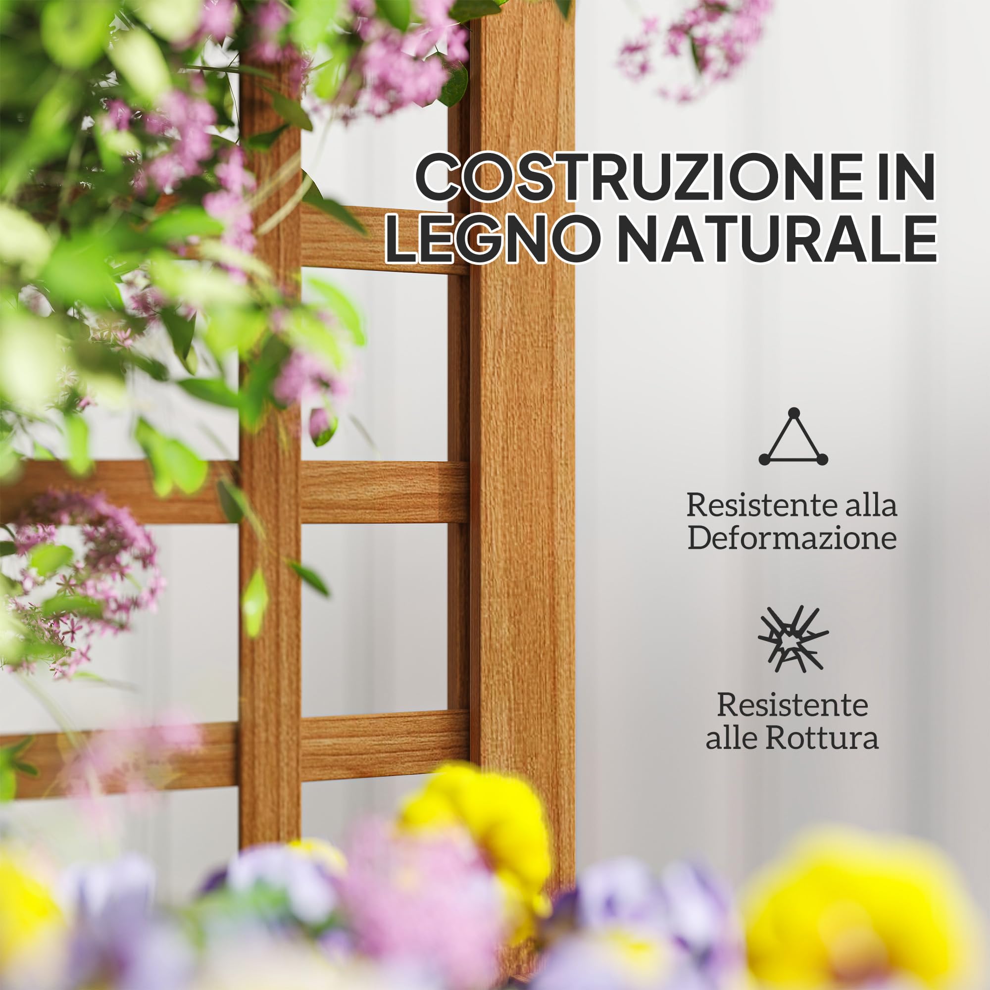 Outsunny Letto per Orto Rialzato da Esterno con Grigliato, Fioriera da Esterno con Foro di Drenaggio e Fodera Traspirante in Legno di Abete, per Fiori e Verdure, 40x40x120 cm, Marrone Chiaro