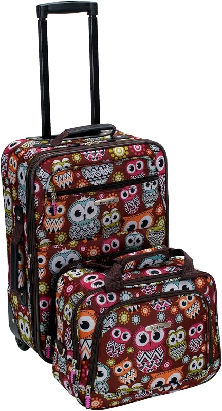 Rockland Fashion Juego de equipaje vertical Softside, expandible, búho, 2 piezas (14/19)