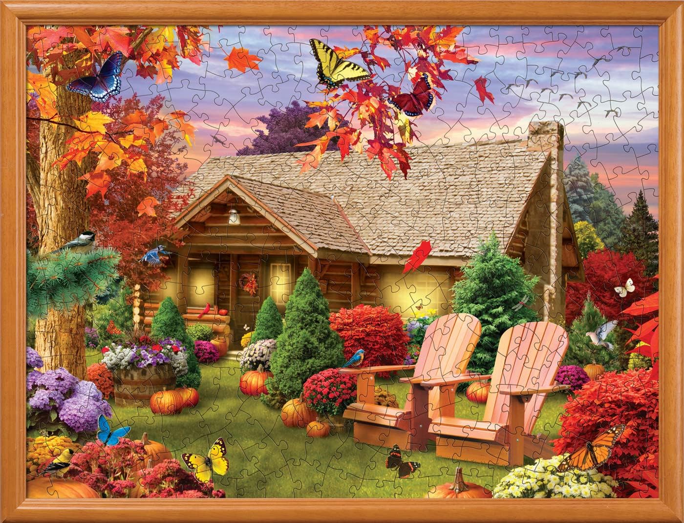 MasterPieces Thanksgiving Puzzles 300 Piece EZ Grip Jigsaw – Autumn Warmth Fall Scene – Large Piece Puzzle for Adults, Seniors, and Kids – Cozy Autumn Art, Eco-Friendly, 18" x 24"