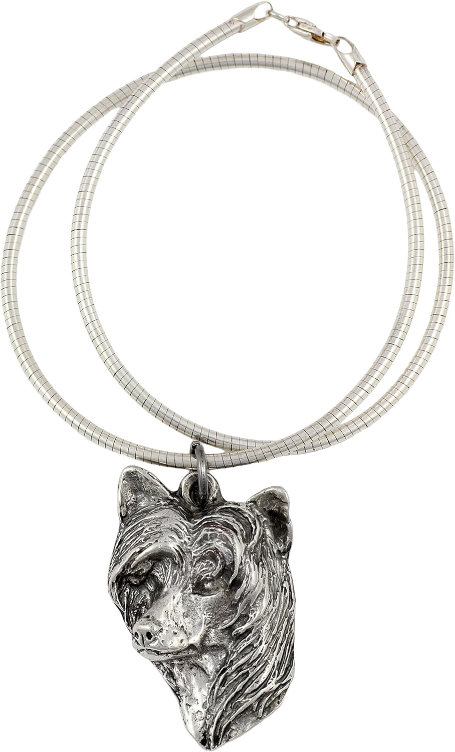 Art-Dog Collection Dog Pendant on Silver Thread - Handmade Dog Necklace with ZnAl Base and Silver Coating – Silver Dog Necklaces for Men and Women – Dog Breeds Jewelry – Chinese Crested Dog