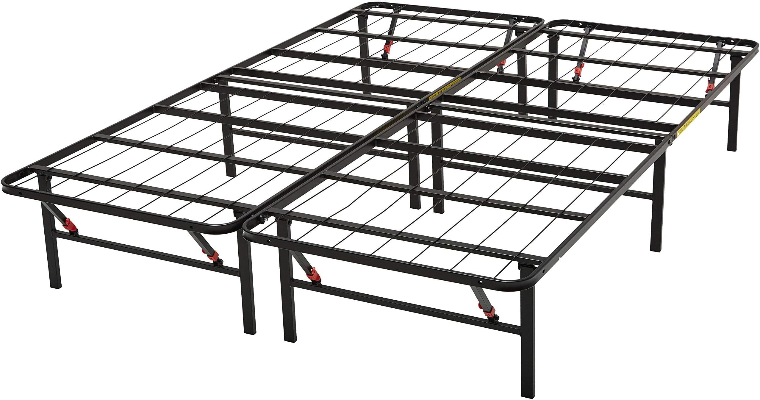 Amazon Basics Foldable Platform Bed Frame - Tool-Free Assembly - Under-Bed Storage, Black, Single bed, Queen 135 x 190