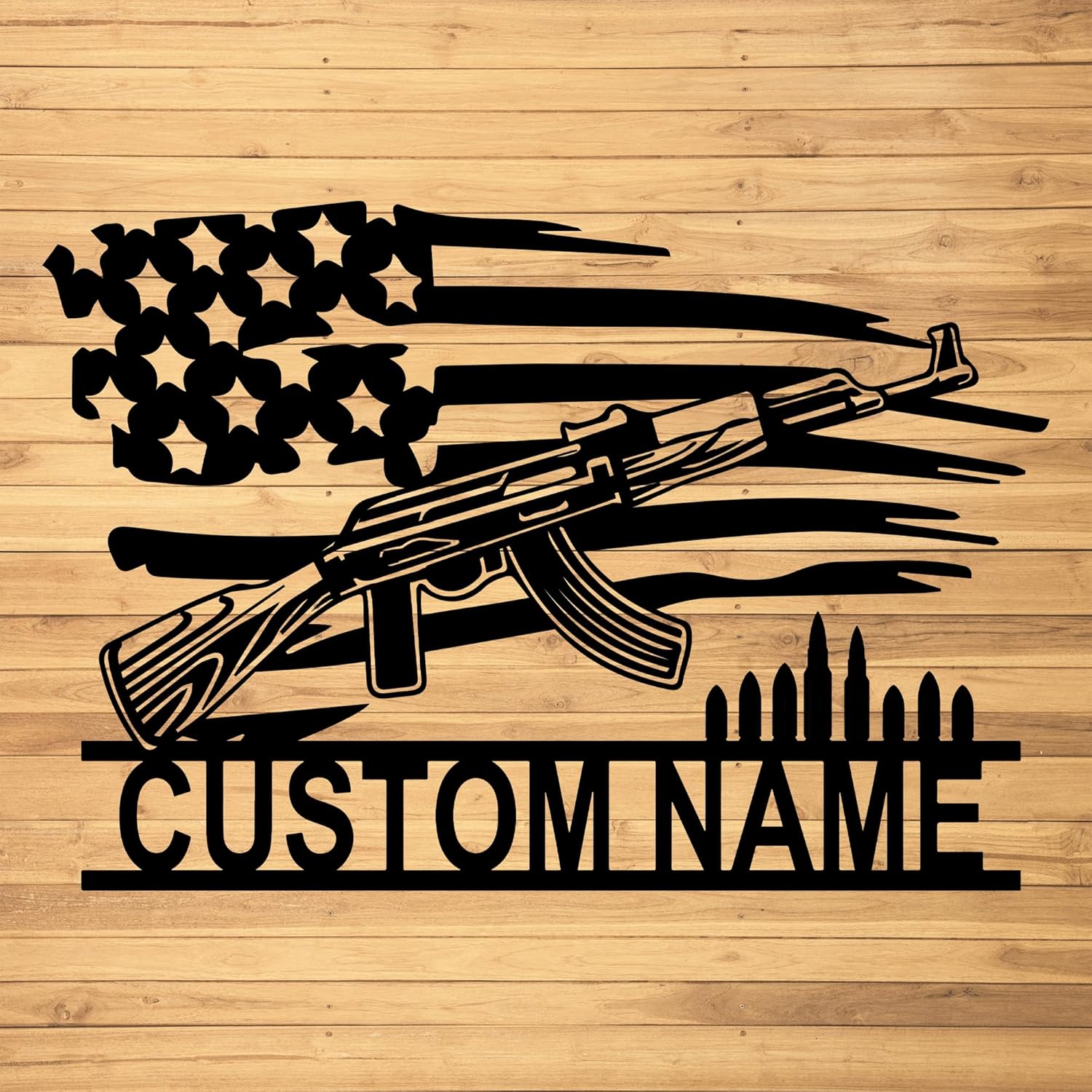Amazon.com: Personalized Gun Metal Wall Art, Gun Metal Name Signs, Led ...