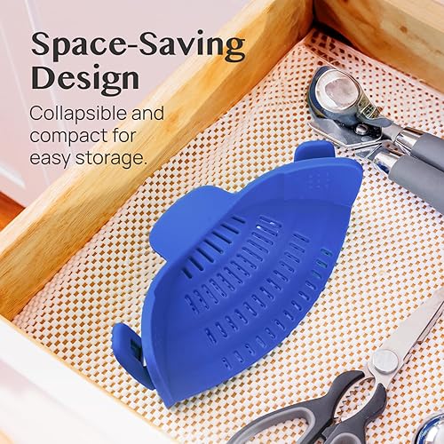 Miniatura 4 de Kitchen Gizmo Snap N' Strain - Colador de silicona con clip para ollas, sartenes y cuencos, accesorios de cocina resistentes al calor, escurridor