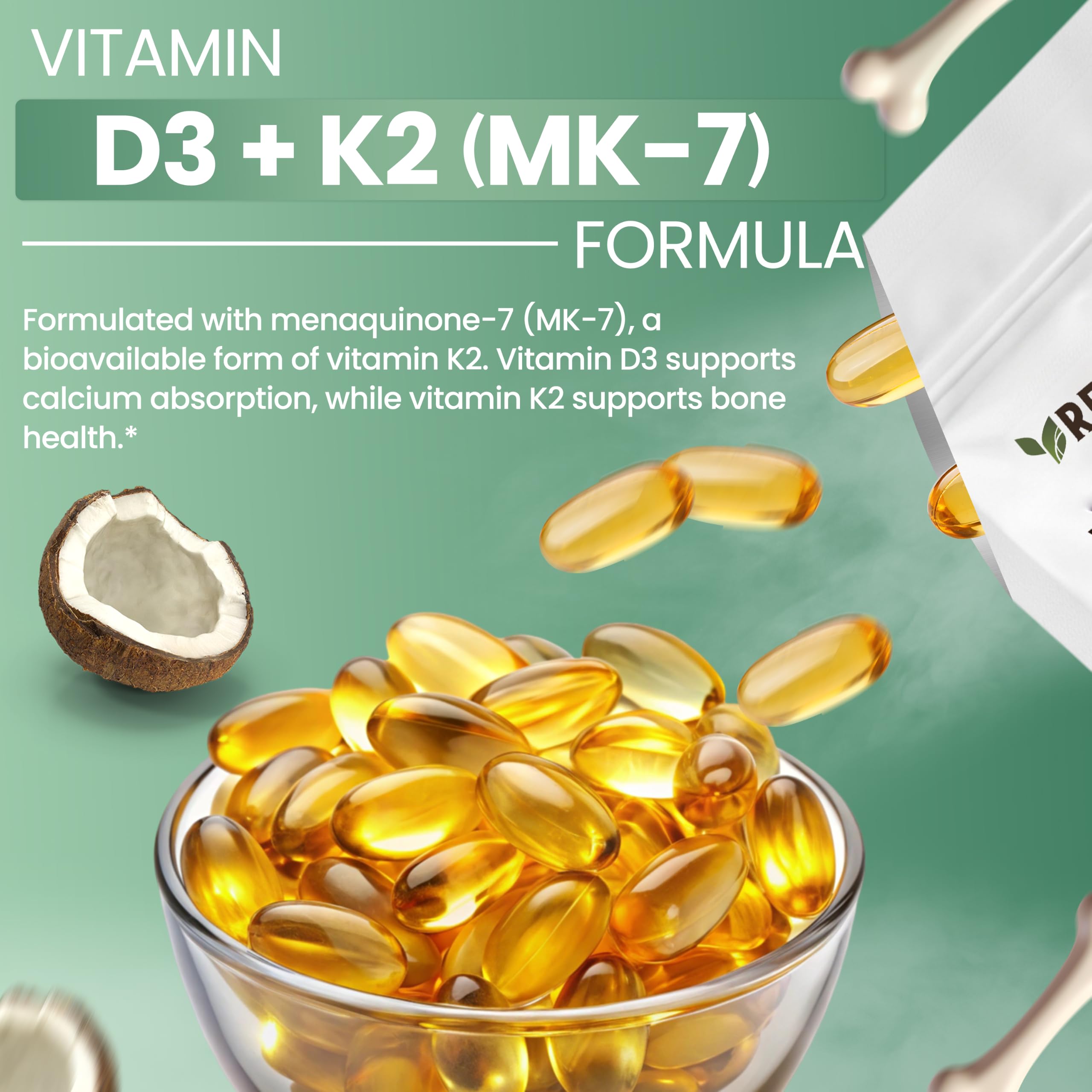 Resilia D3 K2 Vitamin 10000 IU + MK-7 200 mcg – High Potency Softgels with Coconut Oil for Maximum Absorption – Supports Bone Strength, Heart Health & Immune System – (30 Count) — Amazon image 5