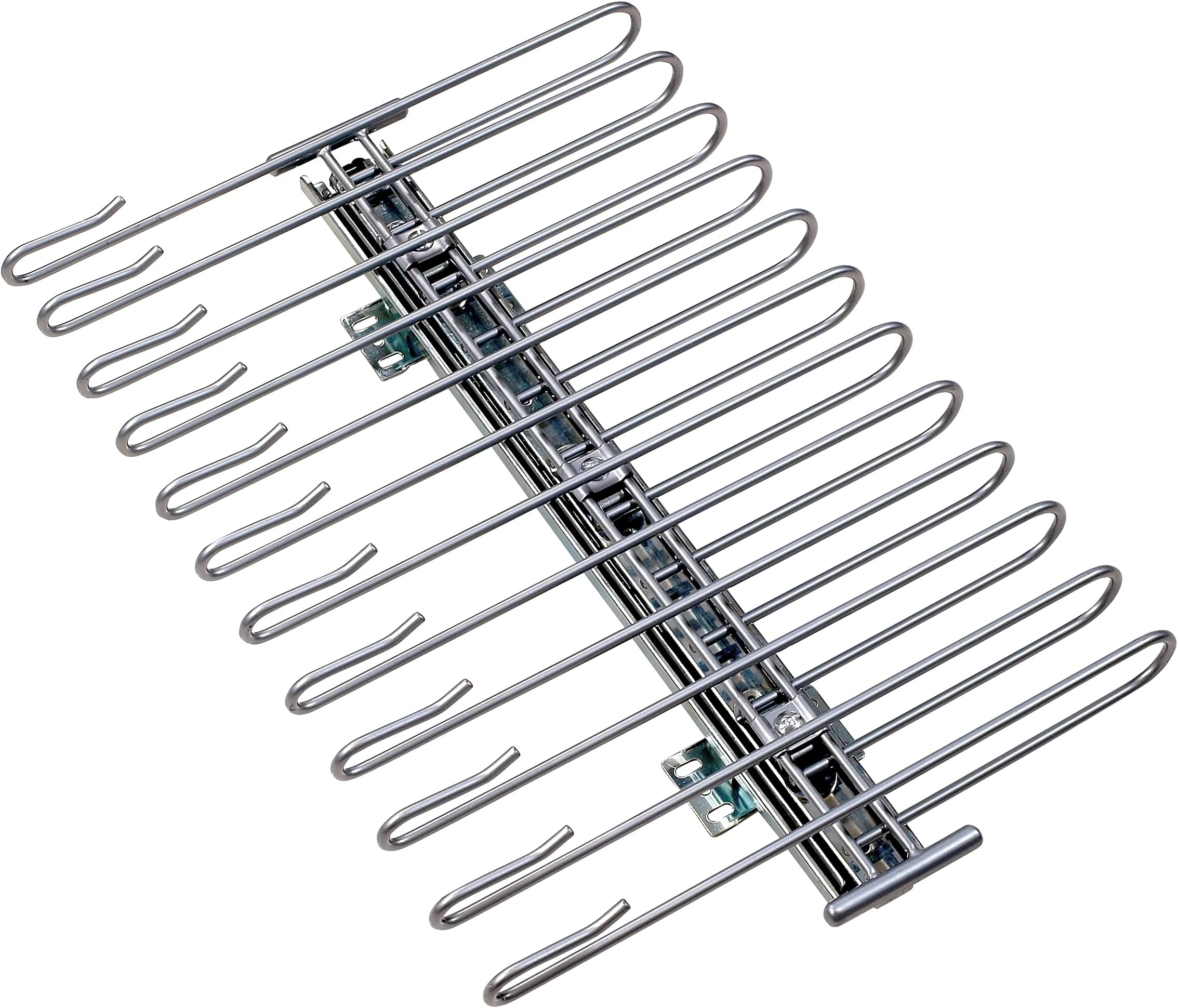 WENKO, Pull-Out Wardrobe Element Trouser Hanger, Chrome, Space Saving Home Wardrobe Storage, 12-in-1 Multifunctional Organizer, 33x10x47cm, Silver