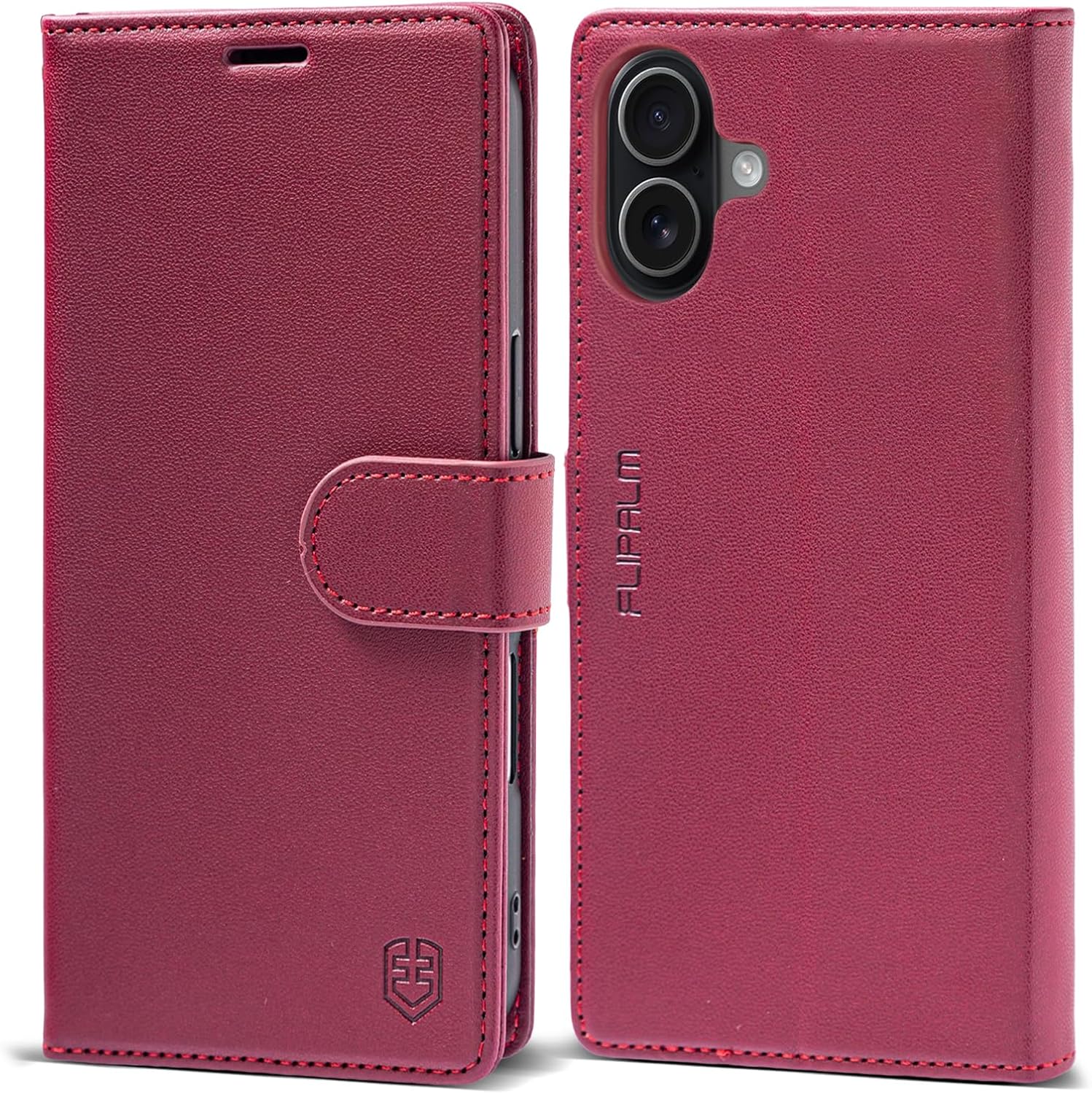 Wallet Case for iPhone 17 with Credit Card Holder,PU Leather Folio Flip Kickstand Protective Shockproof Cover for Apple 17 Phone Case (Red, for iPhone 17-6.3'') for iPhone 17 - 6.3'' Red