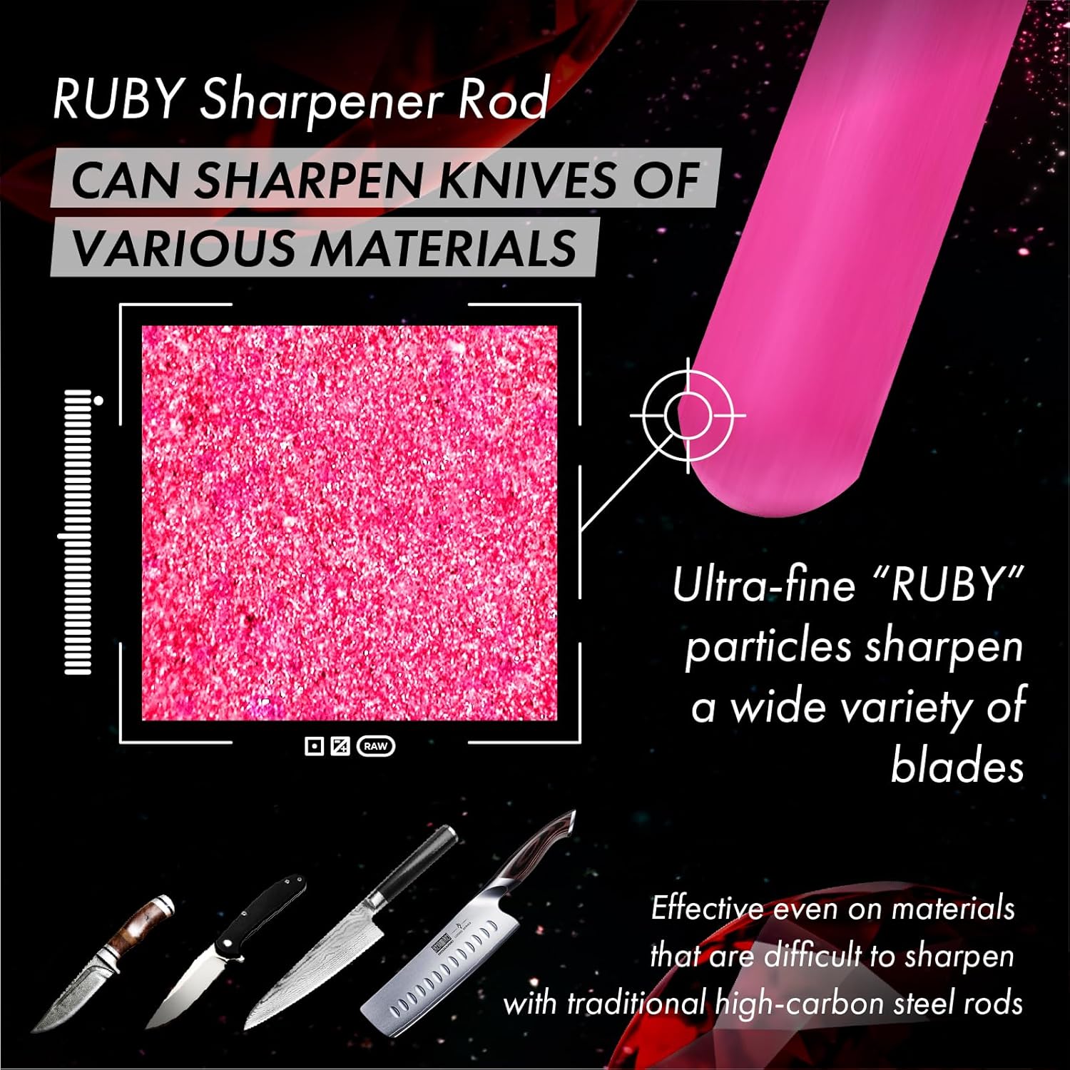Ruby Sharpener Rod: Durable Knife Sharpener, Harder Than Steel Honing Rod, Japan Product