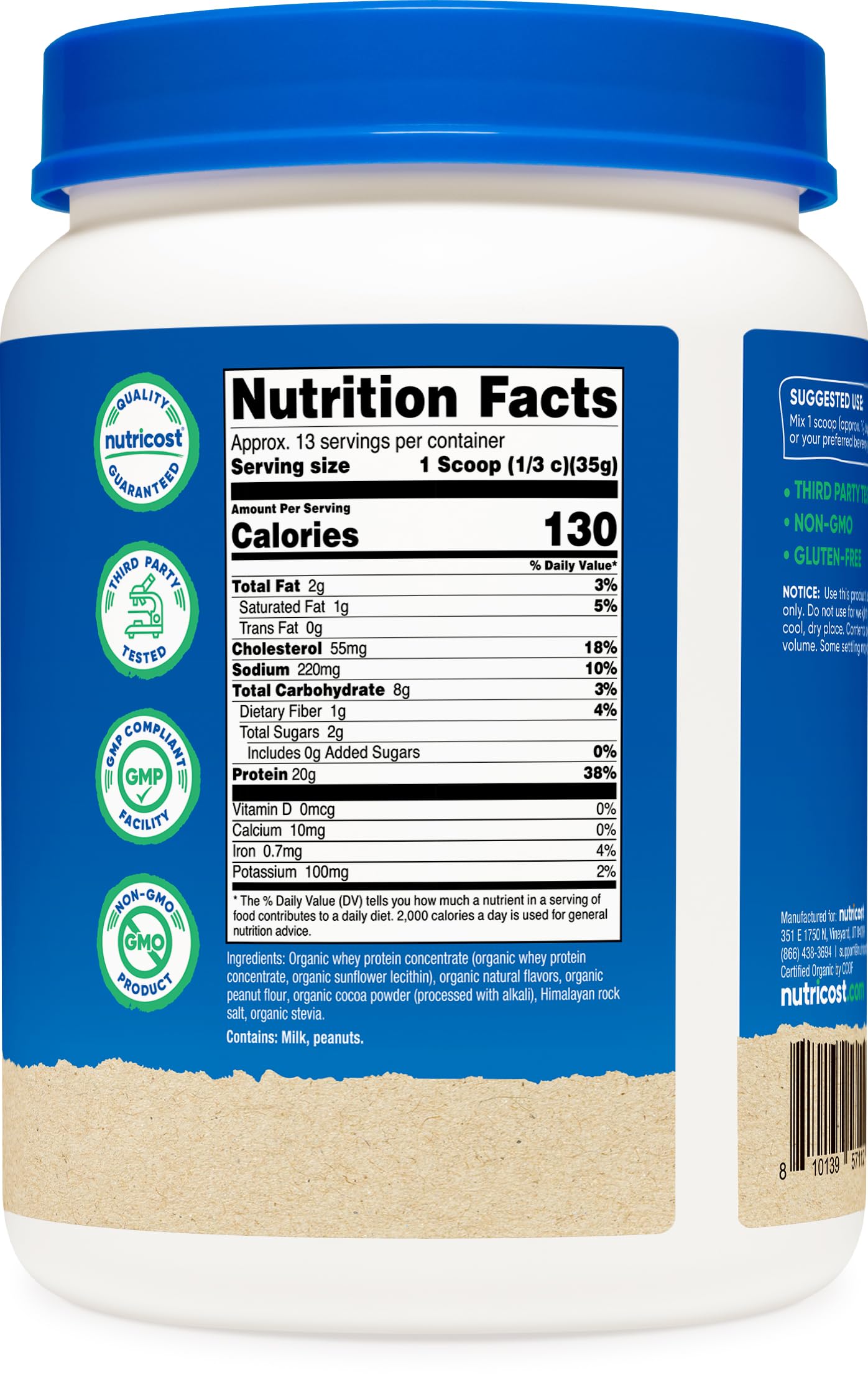 Nutricost Organic Whey Protein Concentrate Powder (Chocolate PB) 1LB — Amazon image 5