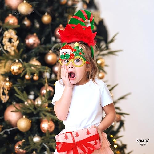 Miniatura 6 de KatchOn, Juego de diademas y lentes de Navidad, paquete de 12, accesorios para fiestas de Navidad, accesorios para el cabello de Navidad, diadema de