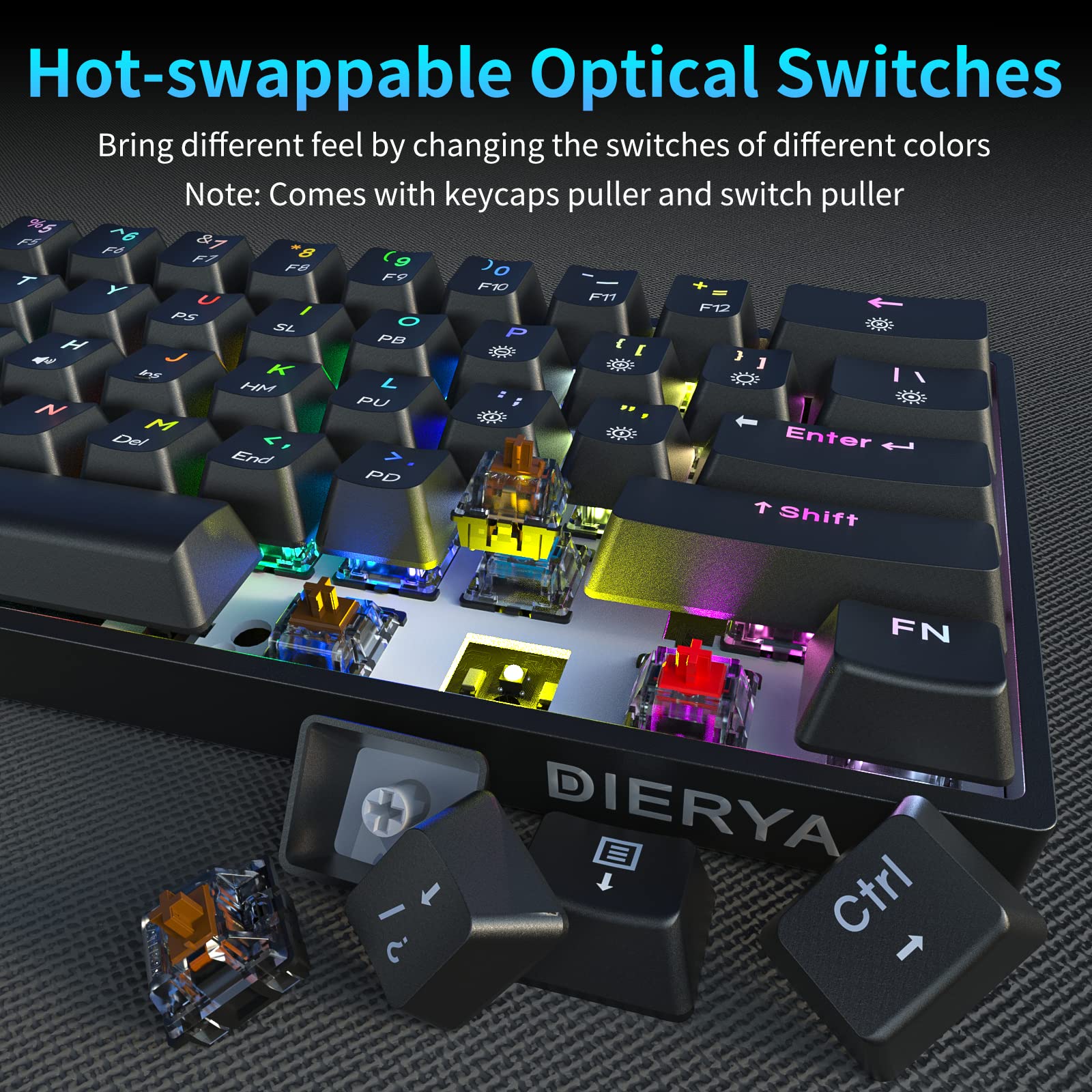 DIERYA DK61E 60 Wired Mechanical Gaming Keyboard, Hot Swap Optical