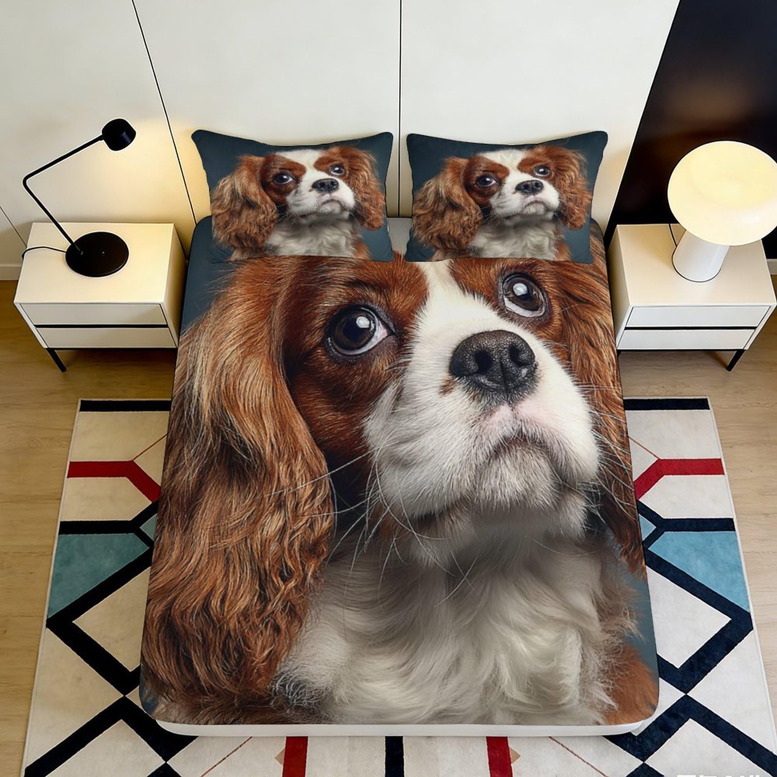 Pnayamiorkfel Style-10 3D Printed Dog Portrait Fitted Sheet Microfiber Soft Breathable Animal Bed Cover For Bedroom Guest Room Decor 90X200x25cm