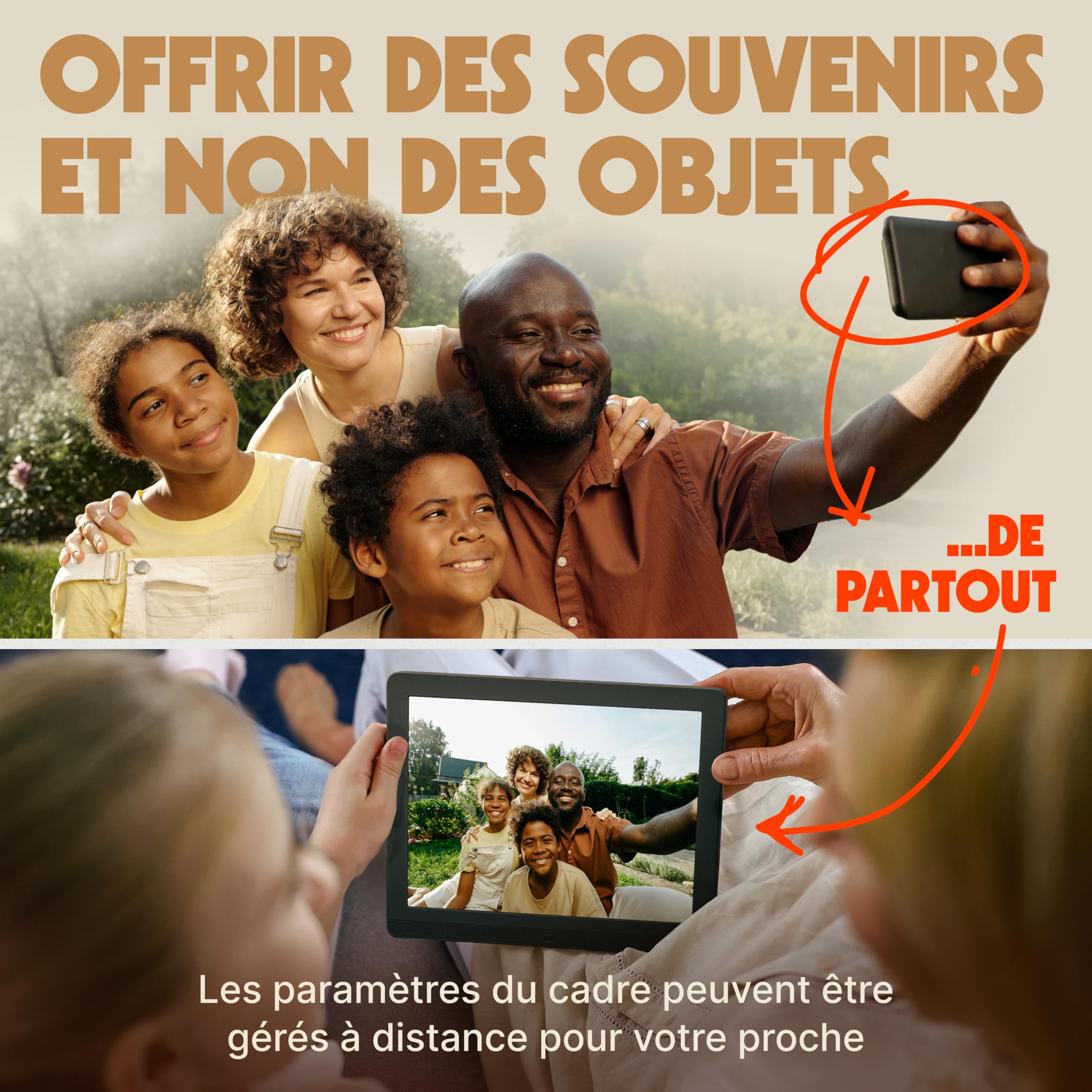 Pix Star Cadre Photo numérique WiFi 10 Pouces, partagez des vidéos et des Photos instantanément par e-Mail ou Application, détecteur de Mouvement, écran IPS, Configuration en Une Minute, très Cadeau