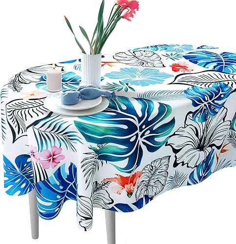 Mantel ovalado de hojas tropicales de 60 x 84 pulgadas mantel de verano con hojas azules y verdes mantel de hojas florales para fiestas mesa de disponible en Yaxa Colombia