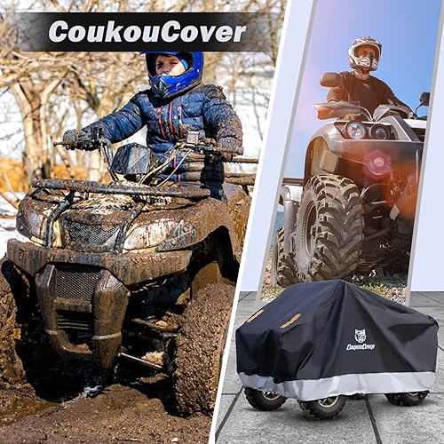 Miniatura 6 de Cubierta de ATV negra y plateada, tela Oxford 300D, duradera, impermeable, reflectante, protección para todo tipo de clima, cubierta ATC para Honda