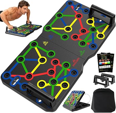 AERLANG Push Up Board, Foldable Fitness Training System 20 in 1 Multi Functional Home Gym Equipment for Upper Body Strength Training Burn Fat Sculpt Shoulders Chest Back Triceps