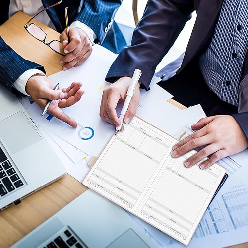 Miniatura 6 de CalenDream Cuaderno de reuniones para organización del trabajo, cuaderno planificador de trabajo con artículos de acción, cubierta de cuero vegano,