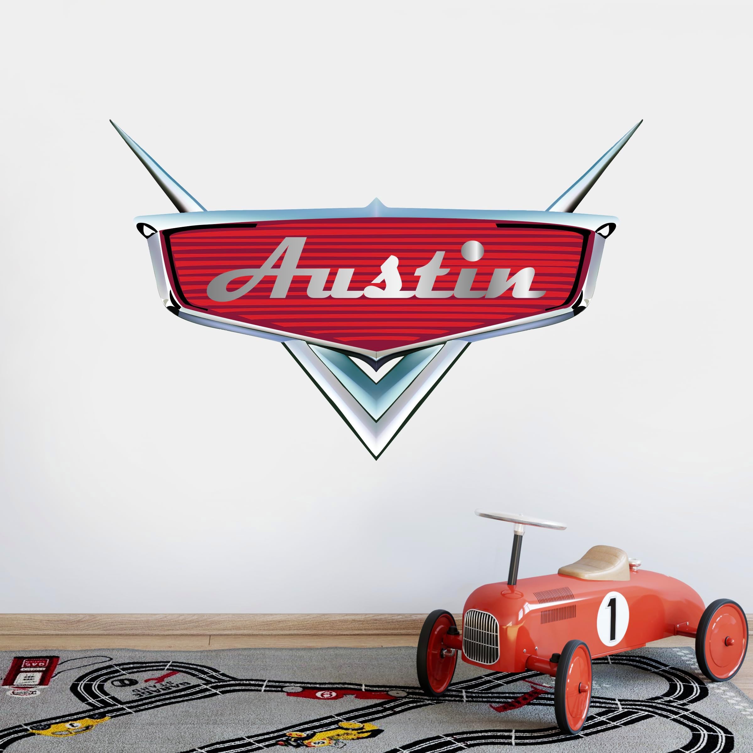 Personalized Cars Name Wall Decal Kids Room Racing