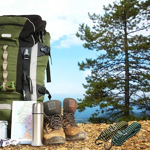 Miniatura 5 de Correa elástica plana ajustable de 40 pulgadas con hebilla de metal de longitud ajustable y gancho para carritos de mano de carga de campamento (3