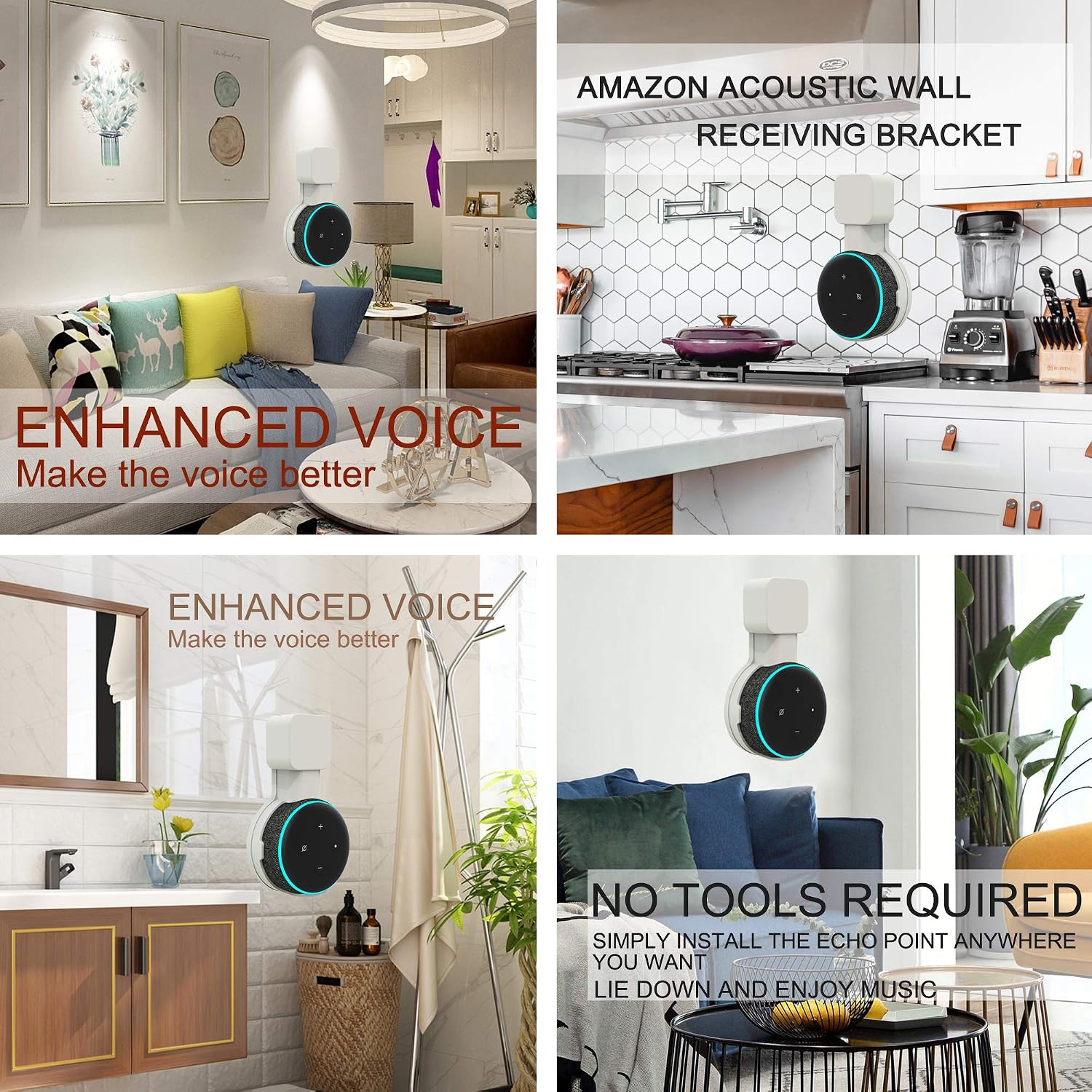 WIDEPLORE Outlet Wall Mount Holder Stand Hanger for Echo Dot 3rd Generation,A Space-Saving Solution with Cord Management for Smart Home Speakers (White) 1PC
