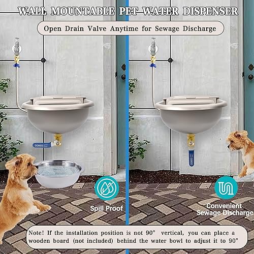 Miniatura 4 de Dispensador automático de agua para perros de 1 galón, con sistema de drenaje y recarga automática, agua de acero inoxidable 304, incluye válvula de