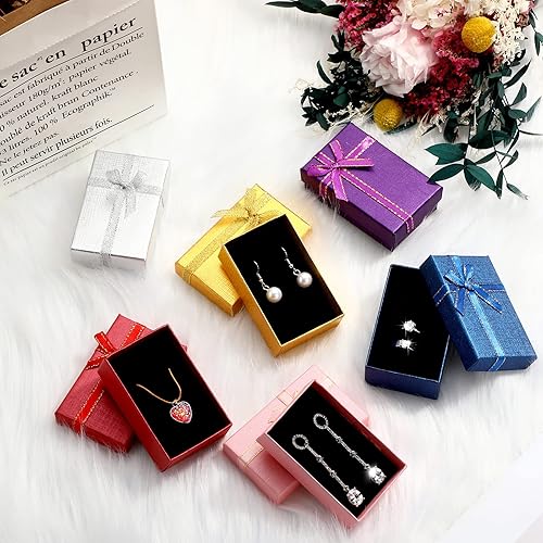 Miniatura 4 de Juego de caja de regalo de joyería pequeñas cajas de regalo vacías embalaje de joyería decorativo con lazos cajas de cartón Metal Papel Cartón