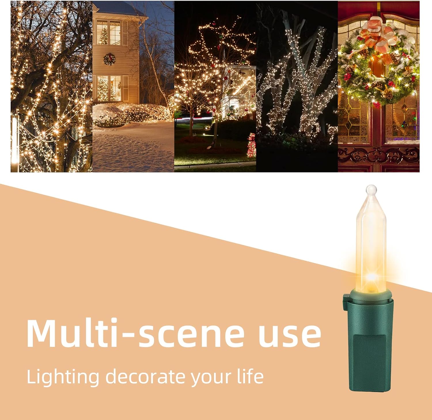 19.6ft Green Wire Clear String Lights, 100 Count Incandescent Christmas Lights, (Clear, 100 Lights) image 3