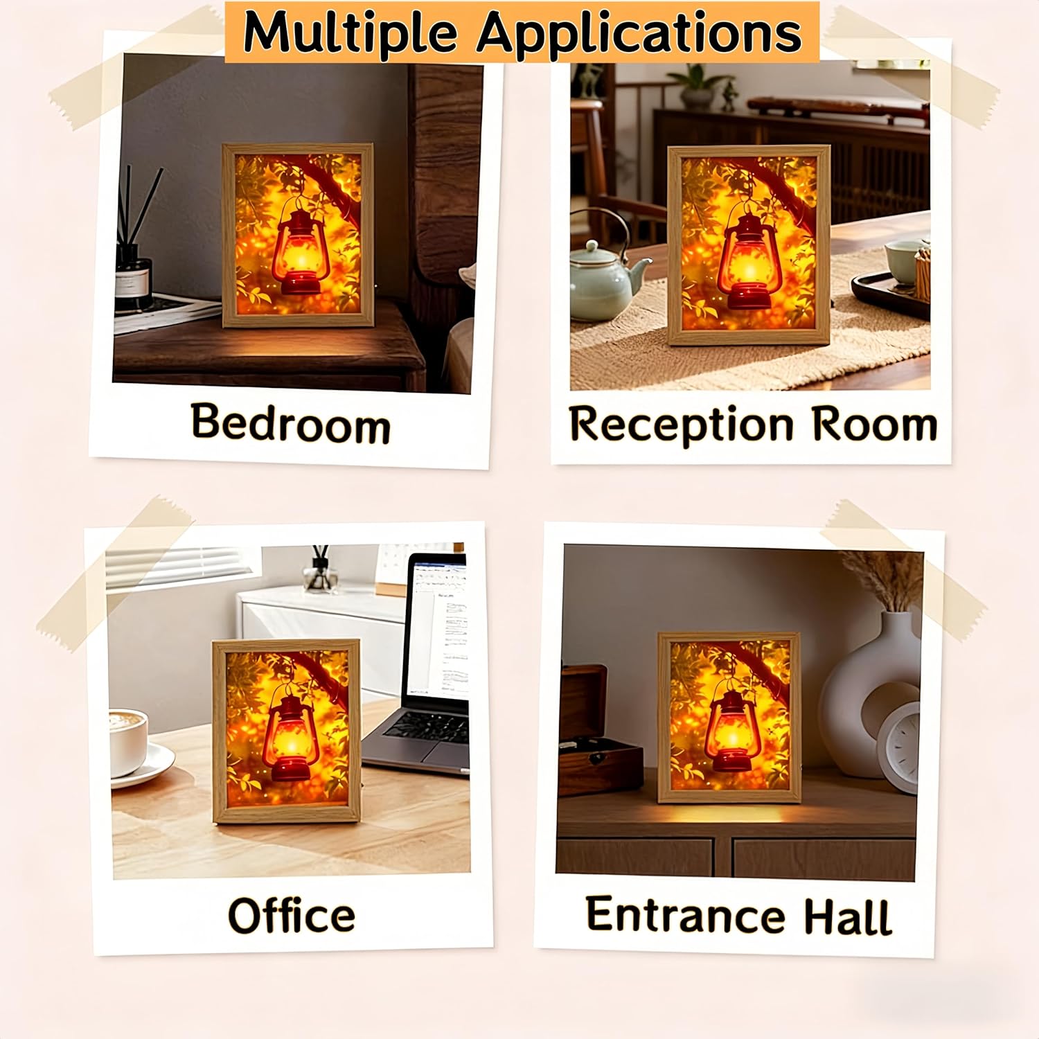 Rechargeable Table Lamp Lighted Painting,Novelty Night Light for Bedroom,Dynamic LED Touch Lamps for Nightstand,3-Color Dimmable Decorative Light for Home Decor,Gift for Women Kid Mom