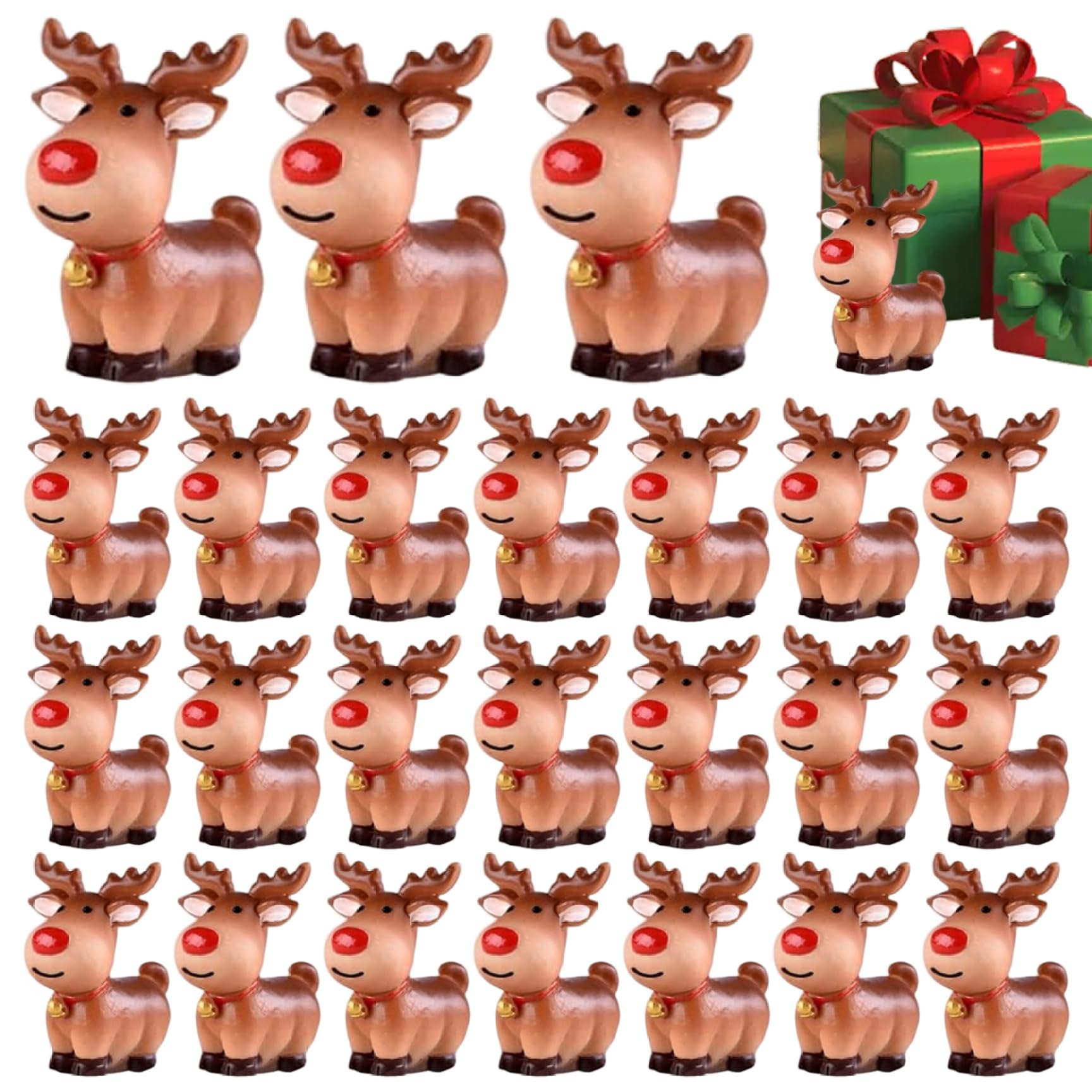 Mini Rennes en résine : lot de 24 figurines de Noël mignonnes pour décoration de table
