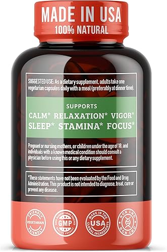 Miniatura 3 de KSM-66 Ashwagandha 600mg – Cápsulas orgánicas de extracto de raíz de espectro completo | Withanólidos estandarizados al 5% | Alivio natural del