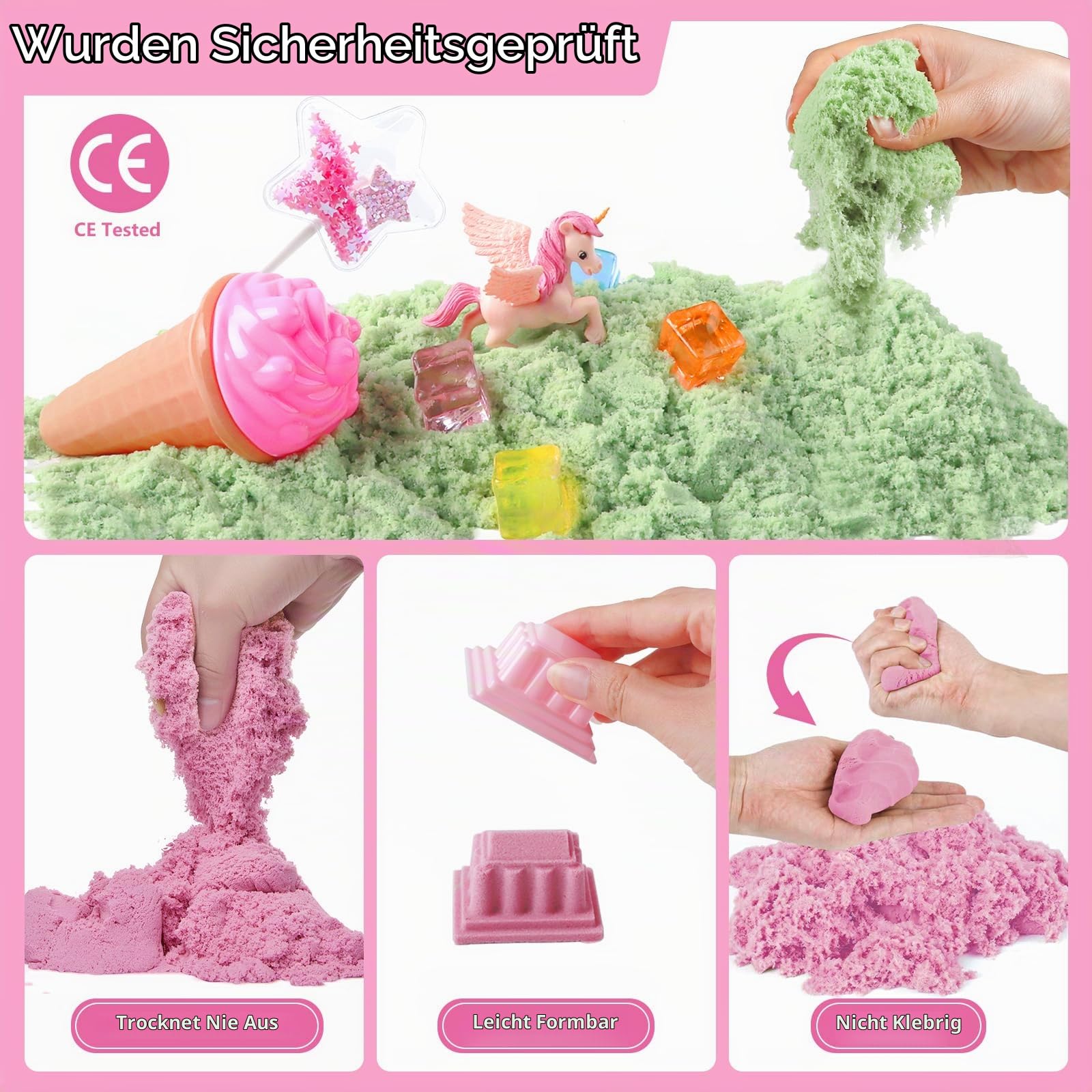 Aliex Magic Play Sand Set für Mädchen, Einhorn Sand Set | Magic Spielsand Spielzeug Geschenk für Mädchen 3 4 5 6 7 8 Jahre