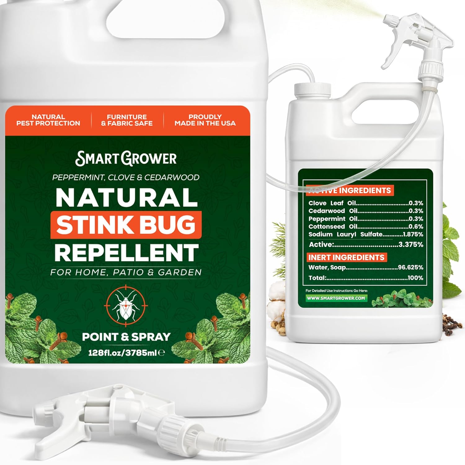 Natural Stink Bug Spray 128oz with Trigger Sprayer-Repellent for Indoor & Outdoor Use – Plant-Based Stink Bug Eliminator with Essential Oils, Stain-Free on Fabric, Pet & Family Friendly - Smart Grower